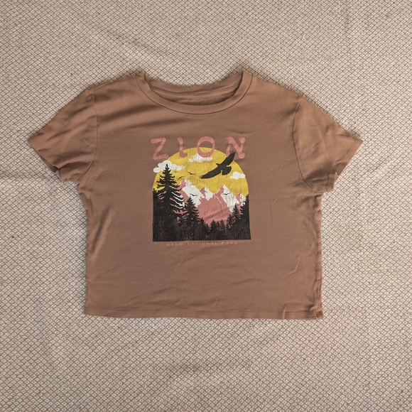 Zion National Park Graphic Crop Top cotton - Brown - Picture 2 of 12